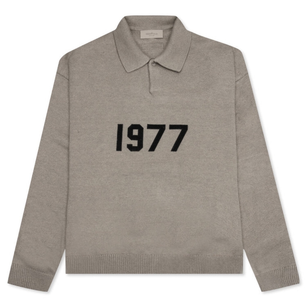 Fear of God Essentials Long Sleeve Knit Polo Dark Oatmeal XXS NWT